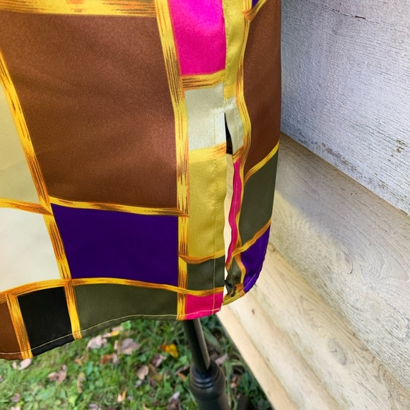 Vintage 80s Gold Geometric Button Down Mod Shirt - Picture 14 of 16